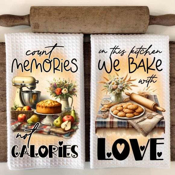 Count Memories Not Calories, Kitchen Towel, Funny Kitchen Towel - Picture 1 of 9